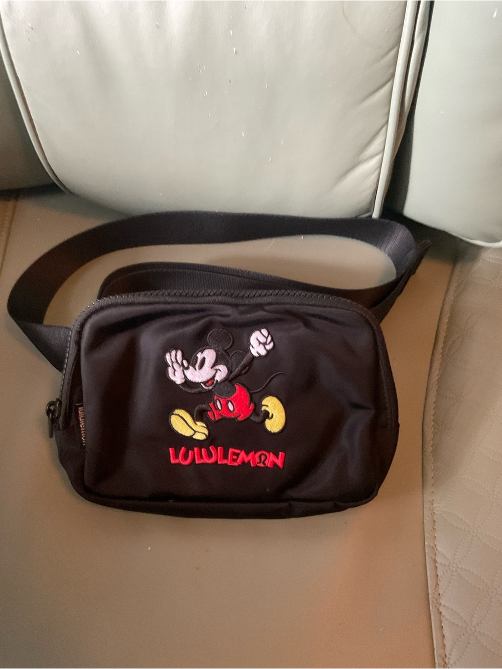 lululemon athletica Black Belt Bag with Mickey Embroidery and Red Logo